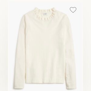 J Crew cotton ruffle neck sweater ivory